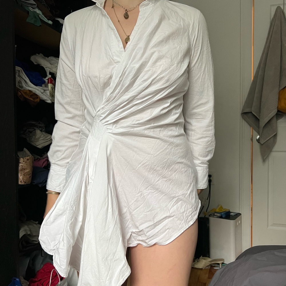 NATORI WHITE RUFFLE SHIRT
